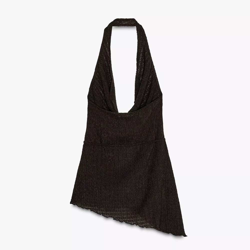 Zara Black Asymmetrical Halter top